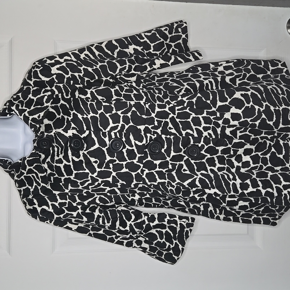 Black & White Mod Vibes Lined Jacket Blazer Petite Large - Picture 2 of 8